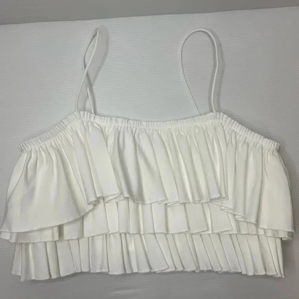 3 FOR $15 Zara White Ruffle Crop Top Size S - Picture 2 of 7